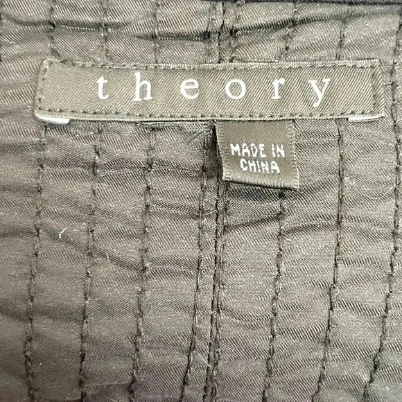 Theory Moditas Danube Blazer Jacket Black White Drape Front Wool Blend Quilted - Picture 5 of 6